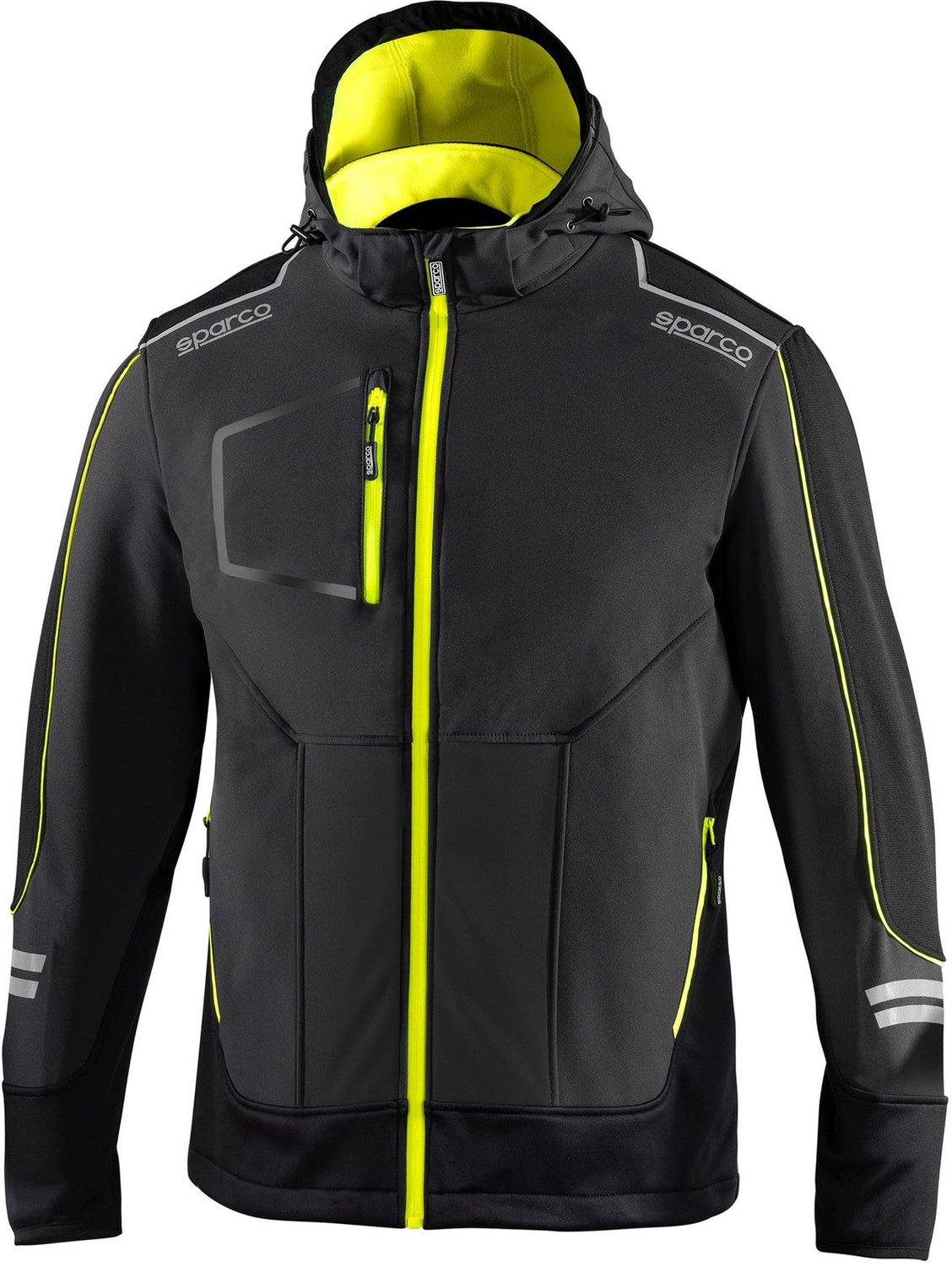 Sparco Tech Soft Shell Jacket - Colour: Grey / Fluro Yellow, Size: XXXL, Grey/yellow