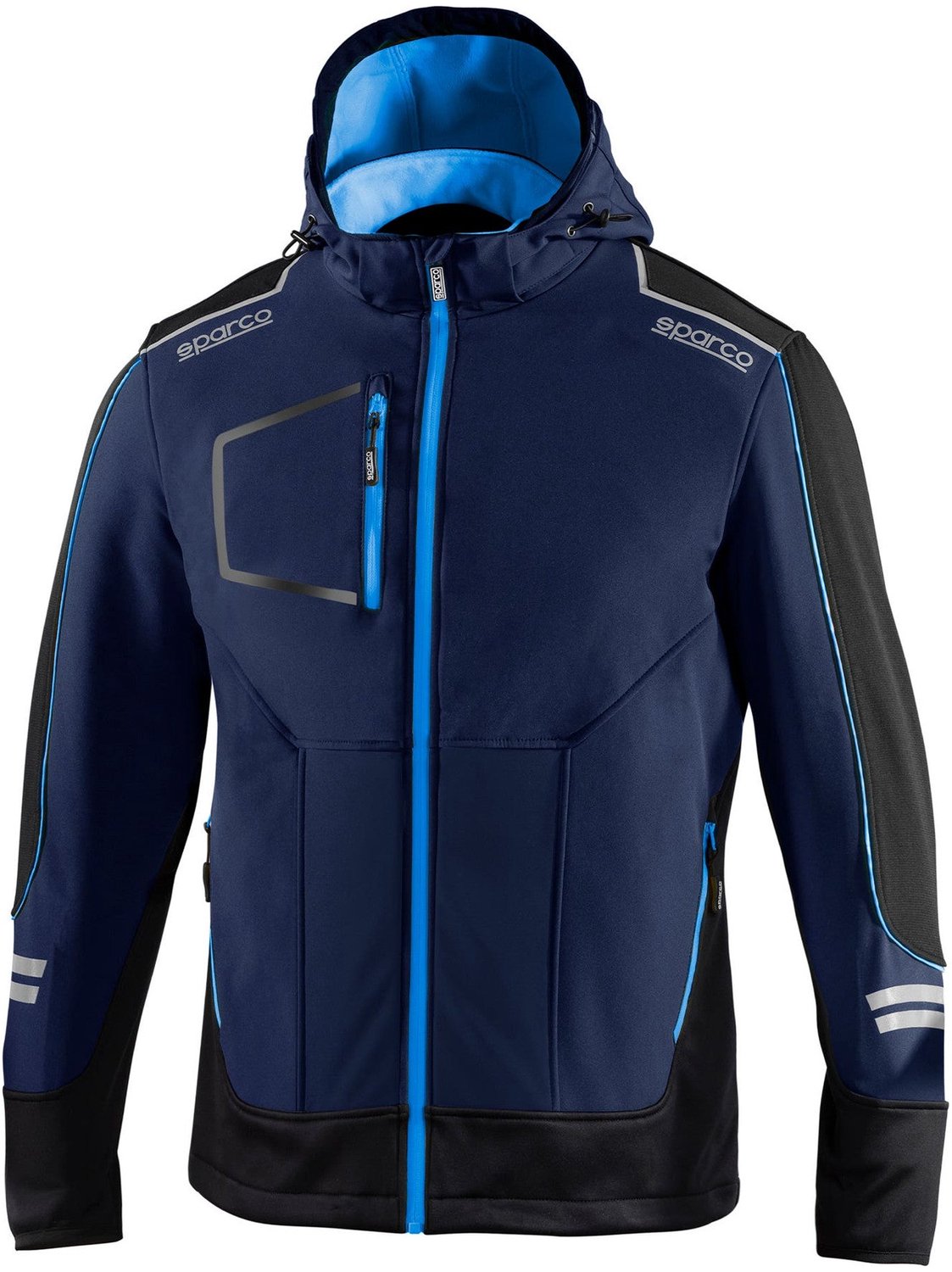 Sparco Tech Soft Shell Jacket - Colour: Navy Blue / Cyan, Size: S, Blue