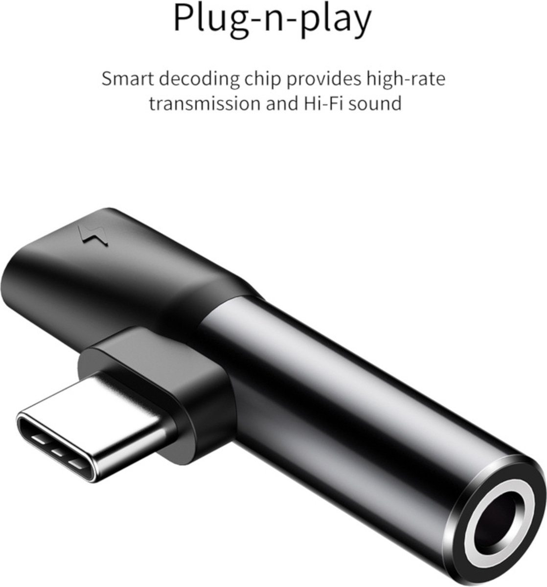 Baseus Audio Converter L41 USB-C till USB-C och 3,5 mm hörlursadapter svart