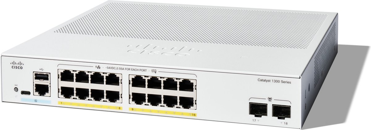 Cisco Catalyst C1300 Managed 16x1gbe 2xgbe Sfp Poe 120w Switch