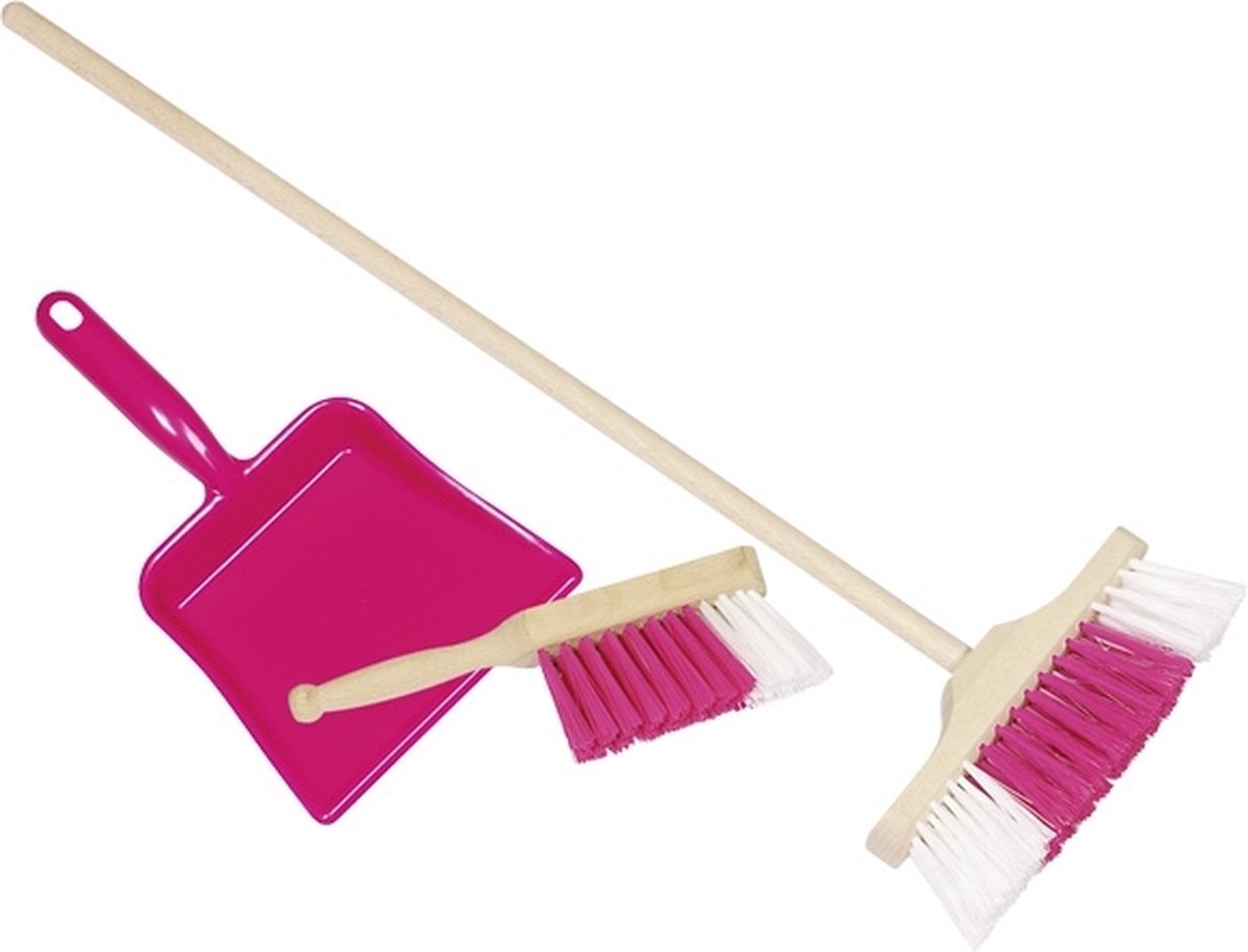 Goki Broom Dustpan & Tin Pink