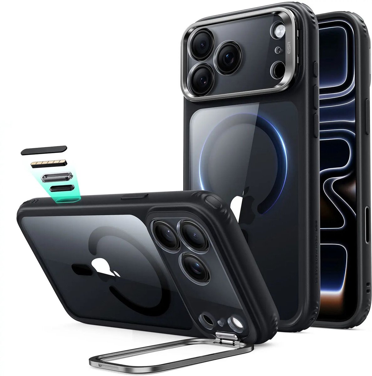 ESR Classic Hybrid Kickstand MagSafe Case for iPhone 18 Pro / 17 Pro - Clear Black