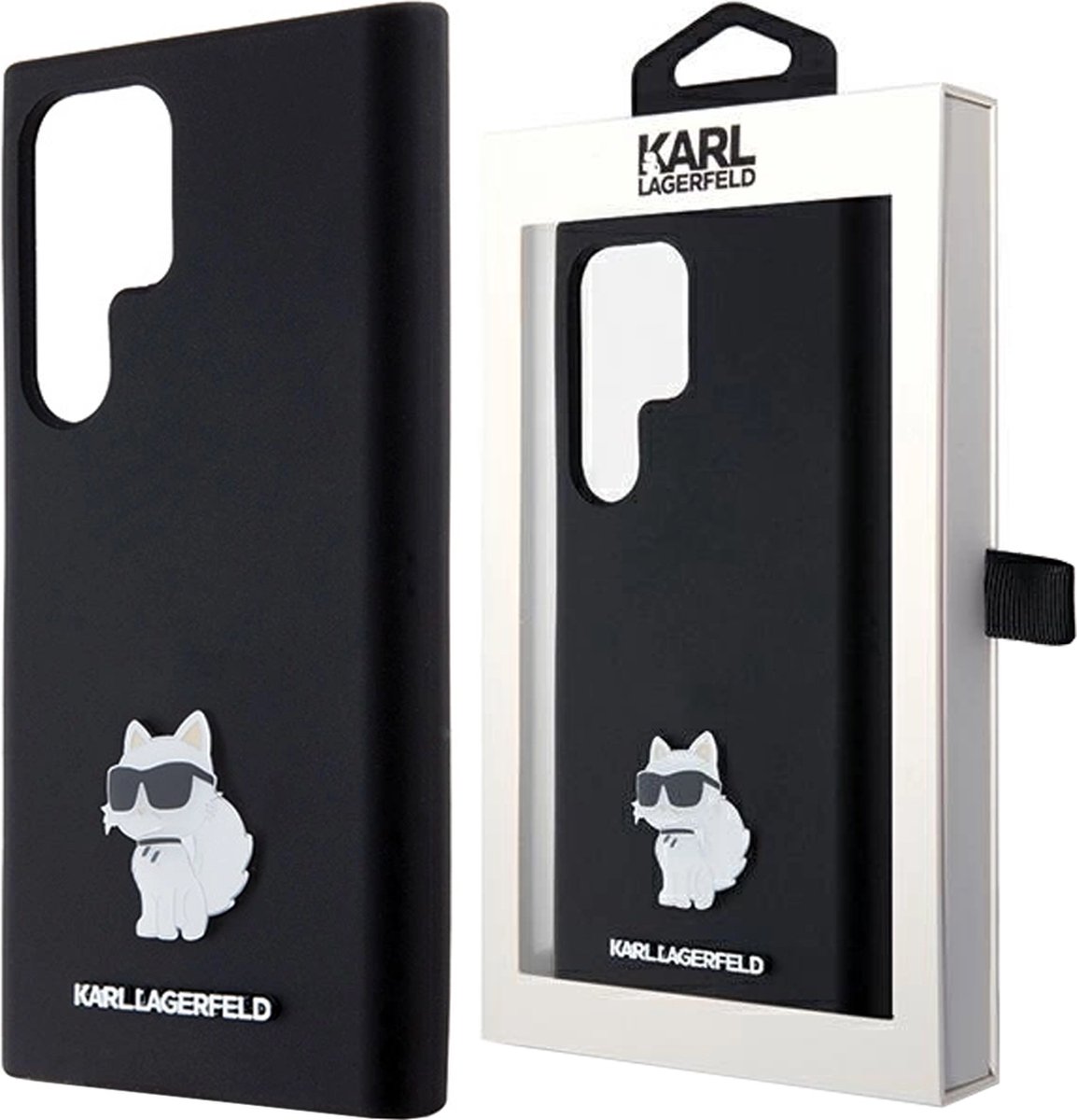 Karl Lagerfeld Silicone Choupette Metal Pin case for Samsung Galaxy S23 Ultra - black