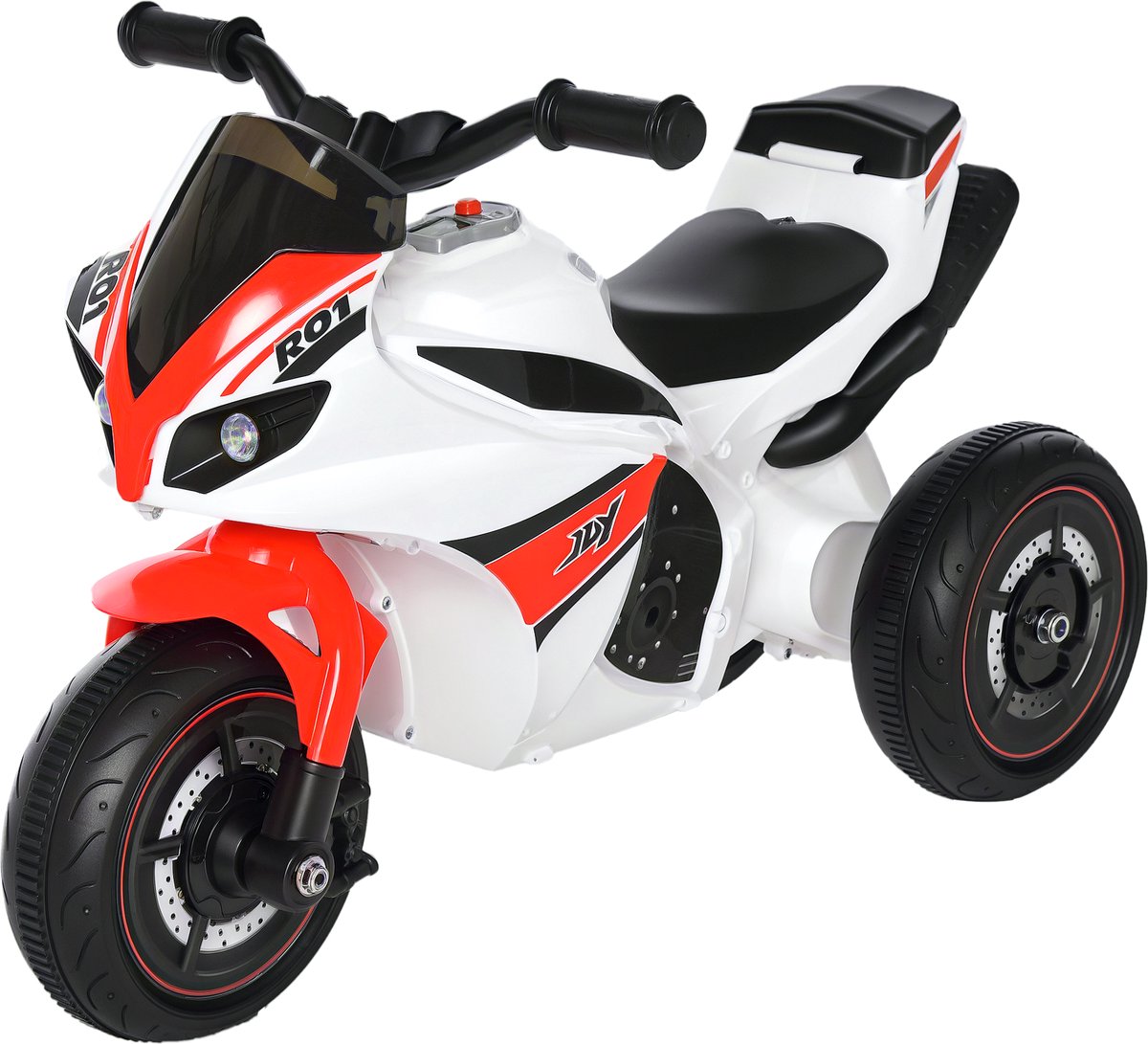 HOMCOM Porteur pour Enfant Moto Draisienne Police 18-36 Mois Lumineux et Sonores Blanc