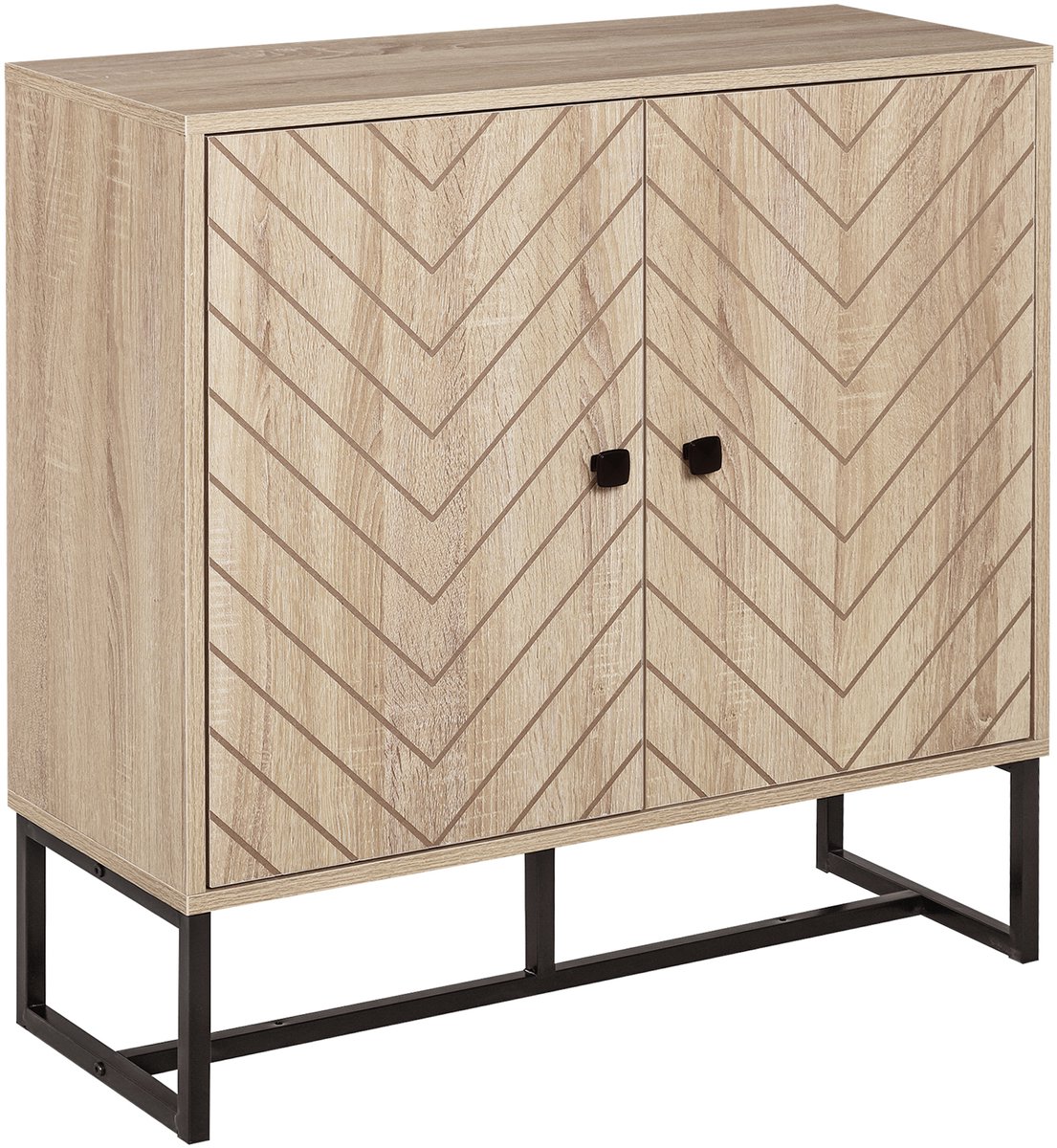HOMCOM Buffet meuble de rangement 2 portes bois et pieds en métal noir dim. 80L x 29,5l x 80H cm