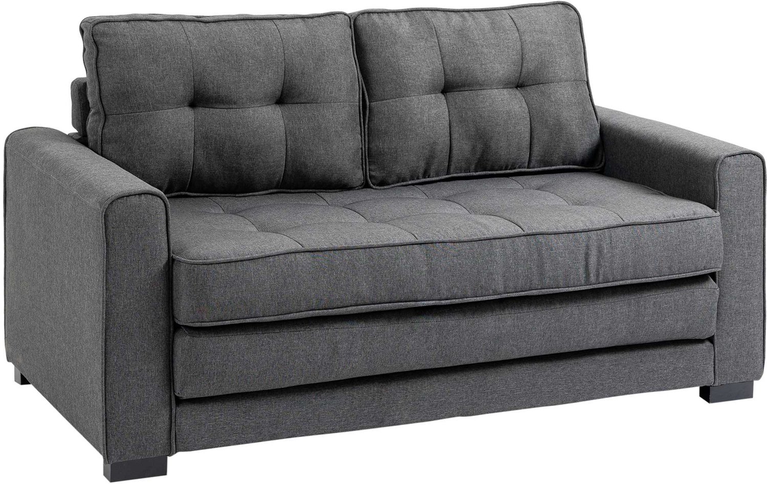HOMCOM Canapé droit convertible 2 places - dossier capitonné - 147,5 x 75 x 85 cm - gris