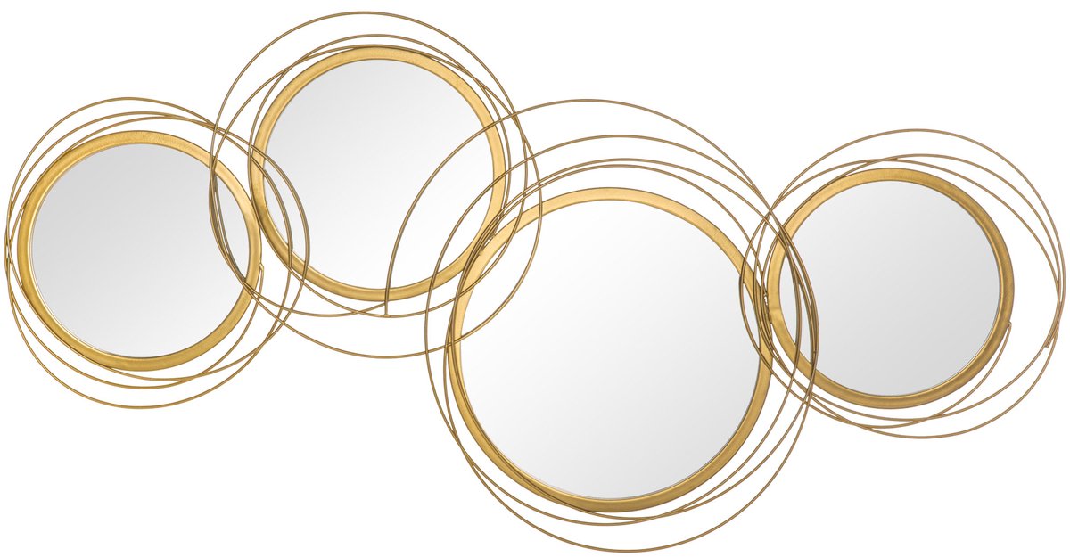 HOMCOM Ensemble de 4 miroirs ronds en métal dorés 107 x 56 cm