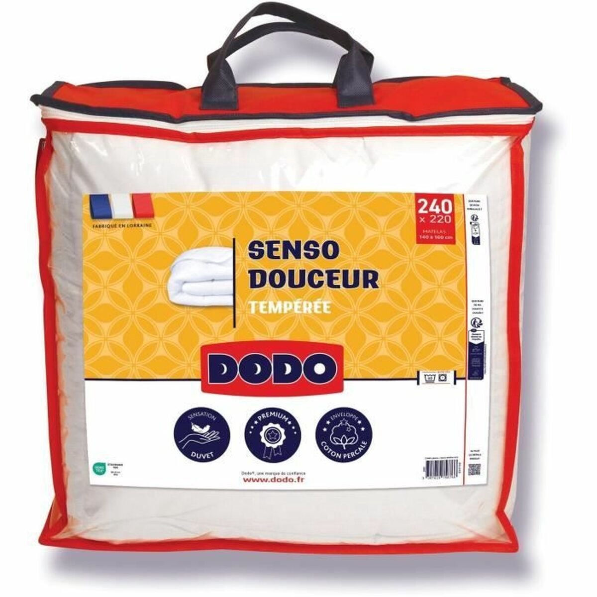 DODO - Couette tempérée 350 g/m² - SENSO DOUCEUR - 220 x 240 cm - Blanc