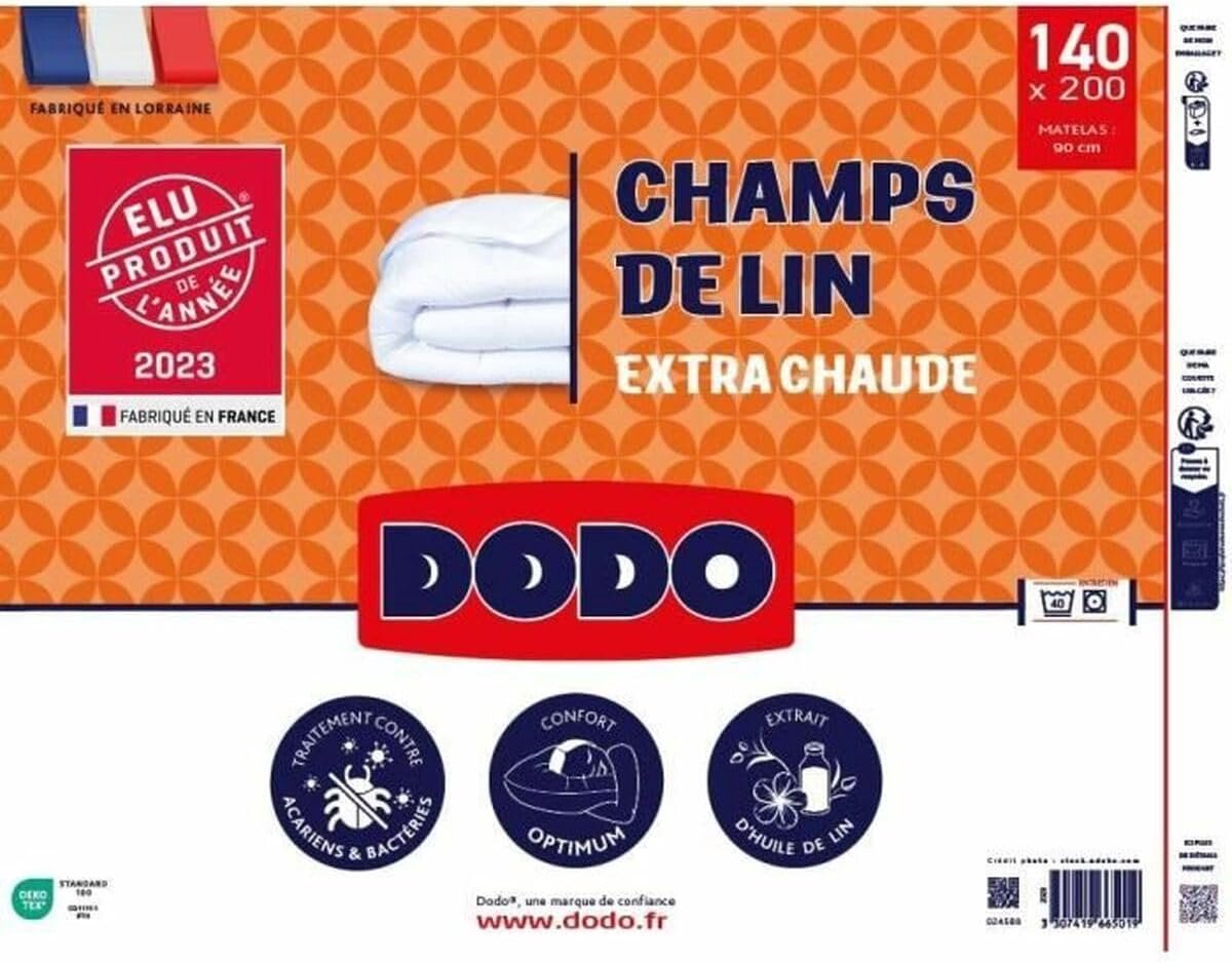 Couette Chaude 450gr/m² - DODO - CHAMPS DE LIN - 140 x 200 cm - Blanc