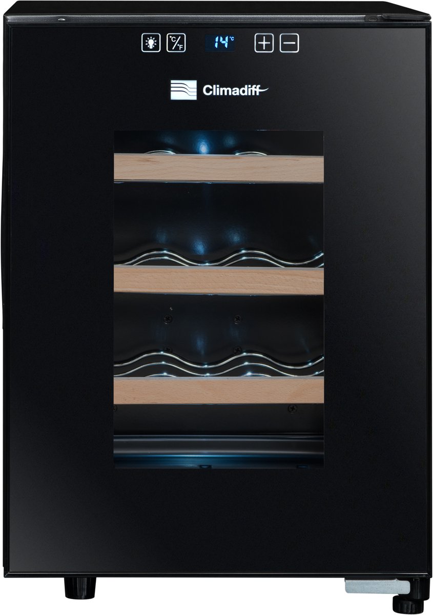 Cave a vin de service - CLIMADIFF - CUVEE12 - 12 bouteilles - Classe E - 34,5 x 46 x 48 cm - Noir