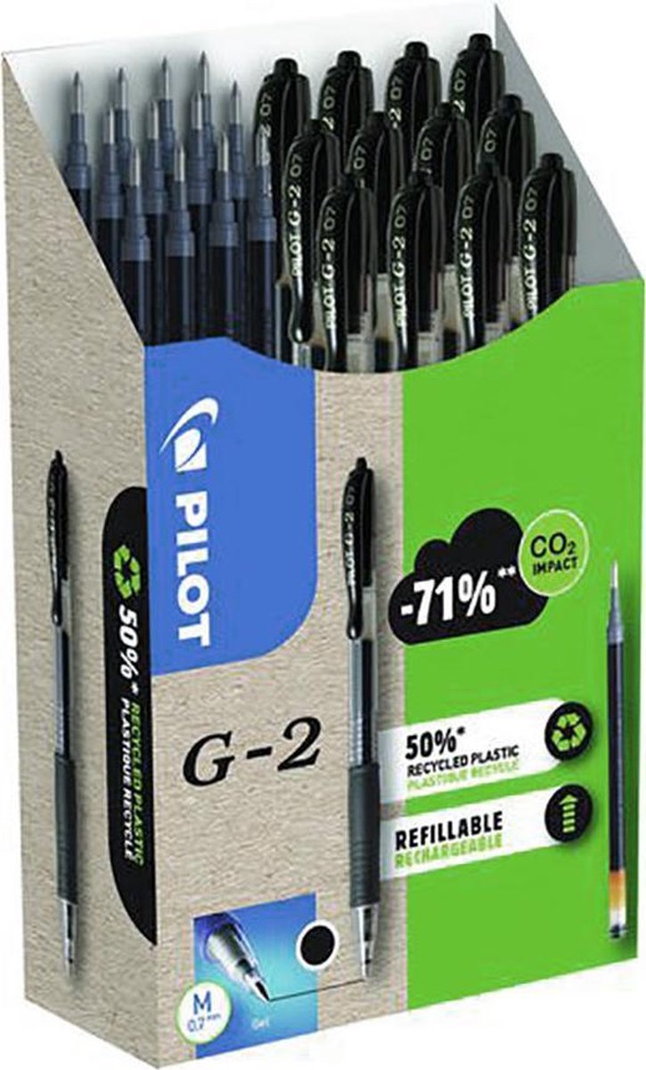 Pilot G-2 GREEN PACK Medium Retractable gel pen Black 12 pc(s)