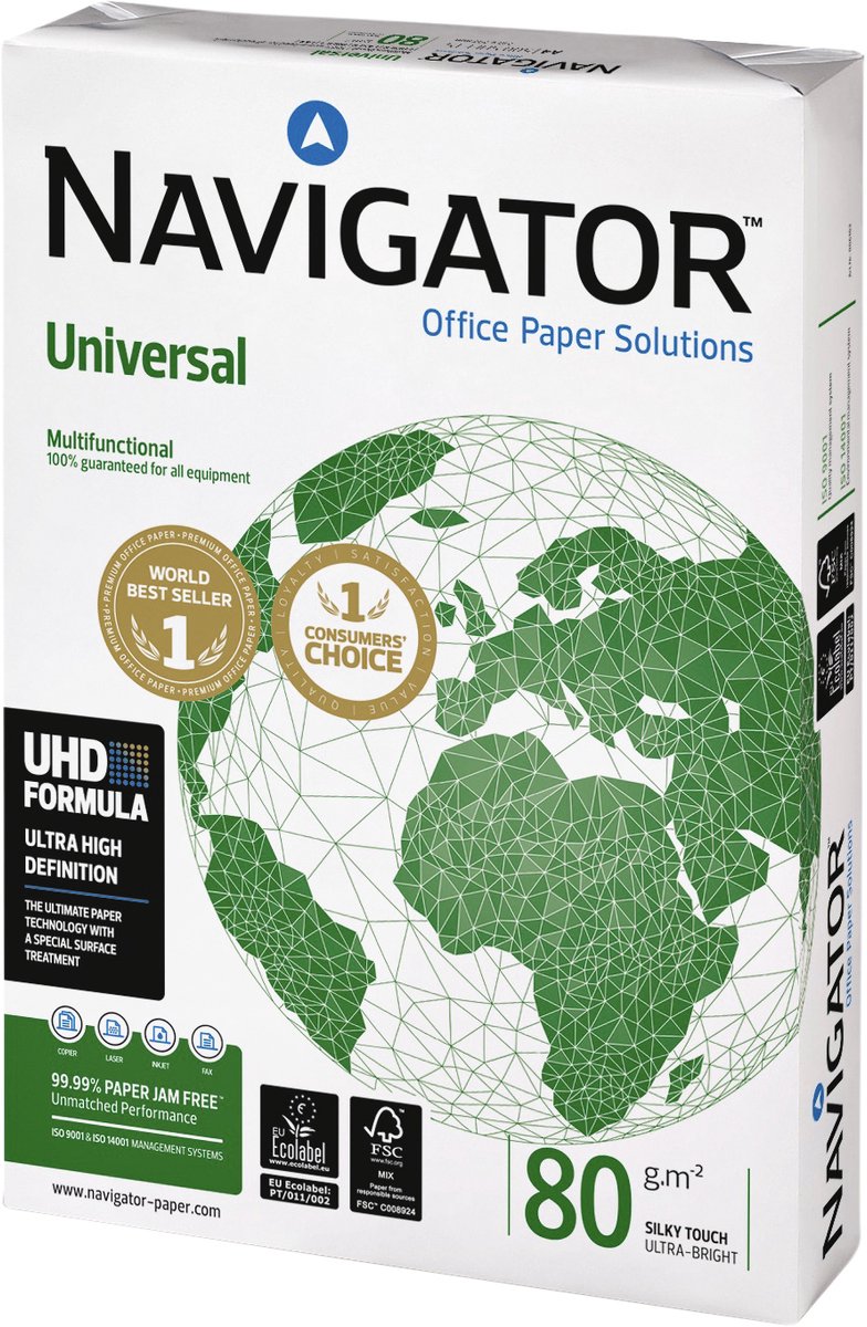 Navigator UNIVERSAL printing paper A4 (210x297 mm) Silk 500 sheets White