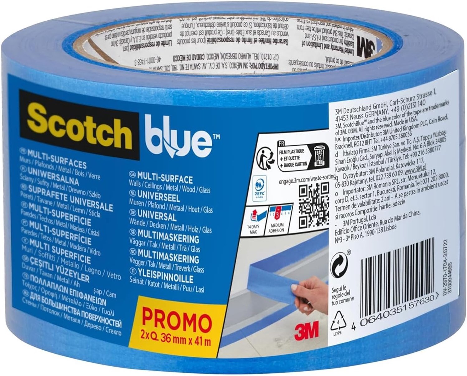 ScotchBlue Multi-Surface Masking Tape 36mm x 41m (Pack of 2) 7100327193
