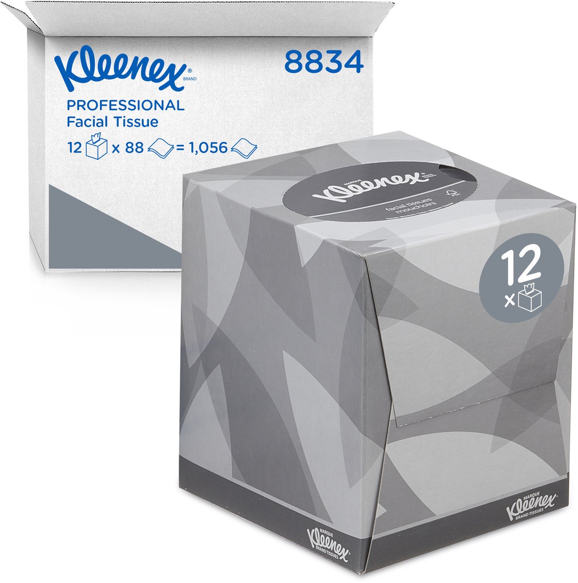 Kleenex Facial Tissues 2-Ply x88 Sheets White Pack of 12 8834