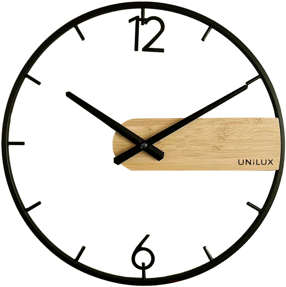 Unilux Circle Wall Clock Black/Bamboo 400189467