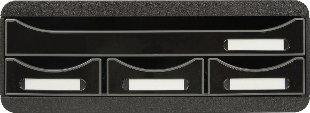 Exacompta ECOBlack Schubladenbox Kunststoff Schwarz 4 Schübe 35,5 x 27 x 13,5 cm A4+