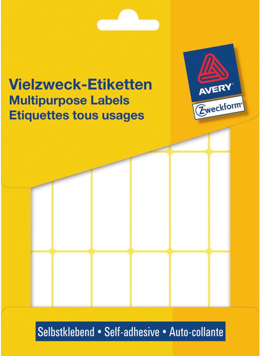 Avery Universaletiketter til generelle formål, 50 x 19 mm, 486 Etiketter, Hvid