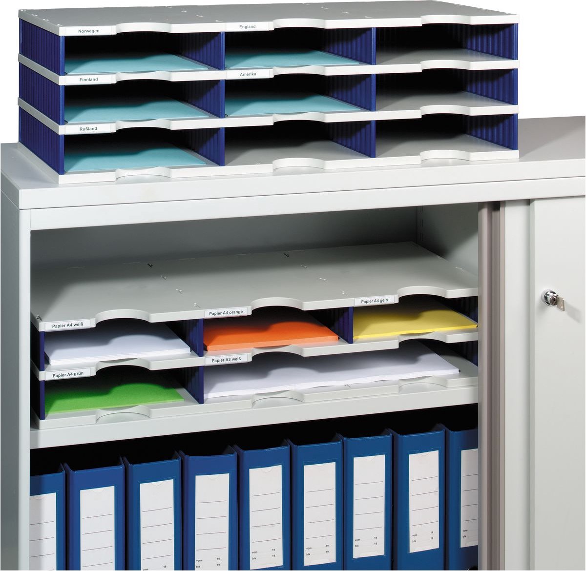 Styro Sortiersystem Grundeinheit Styrodoc® DIN C4 Grau, Blau 72,3 x 33,1 x 22,3 cm