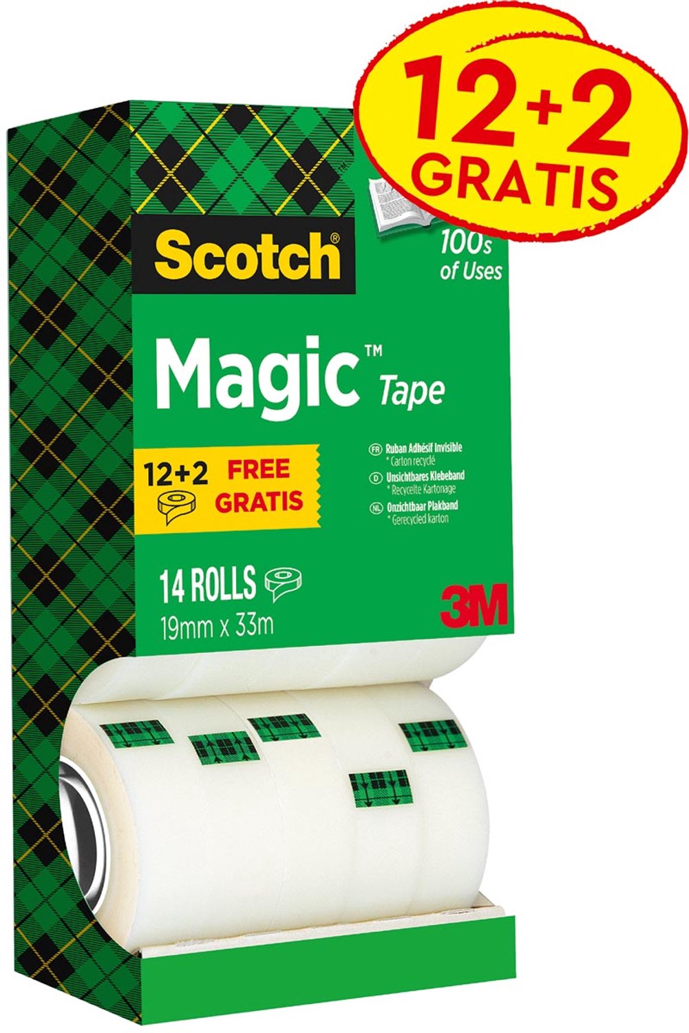 Scotch Klebeband Scotch Magic 810 Transparent 19 mm (B) x 33 m (L) PP (Polypropylen) 14 Rollen