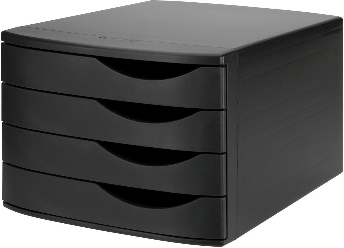 Djois Re-Solution Schubladenbox PS (Polystyrol) Schwarz 4 Schübe 30 x 37,5 x 21,6 cm A4