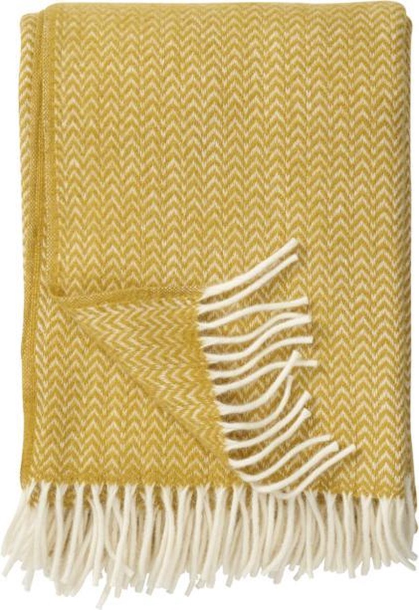 Klippan Yllefabrik Manta de lana Chevron Amarillo