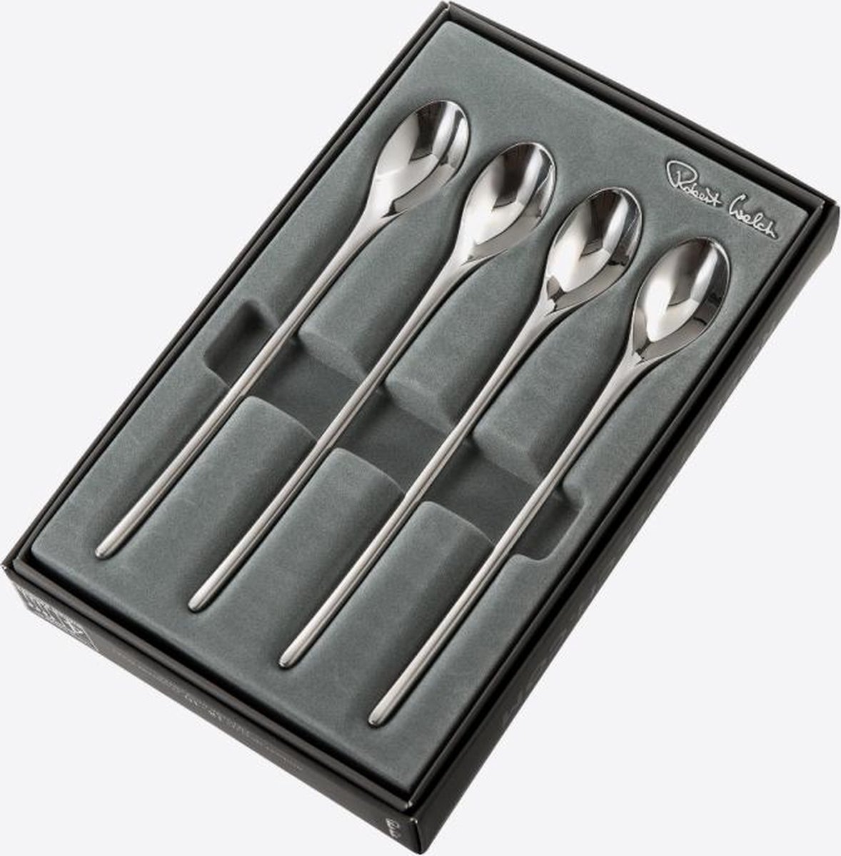 Robert Welch 4 Cucharas de café con leche Bud Bright acero inoxidable