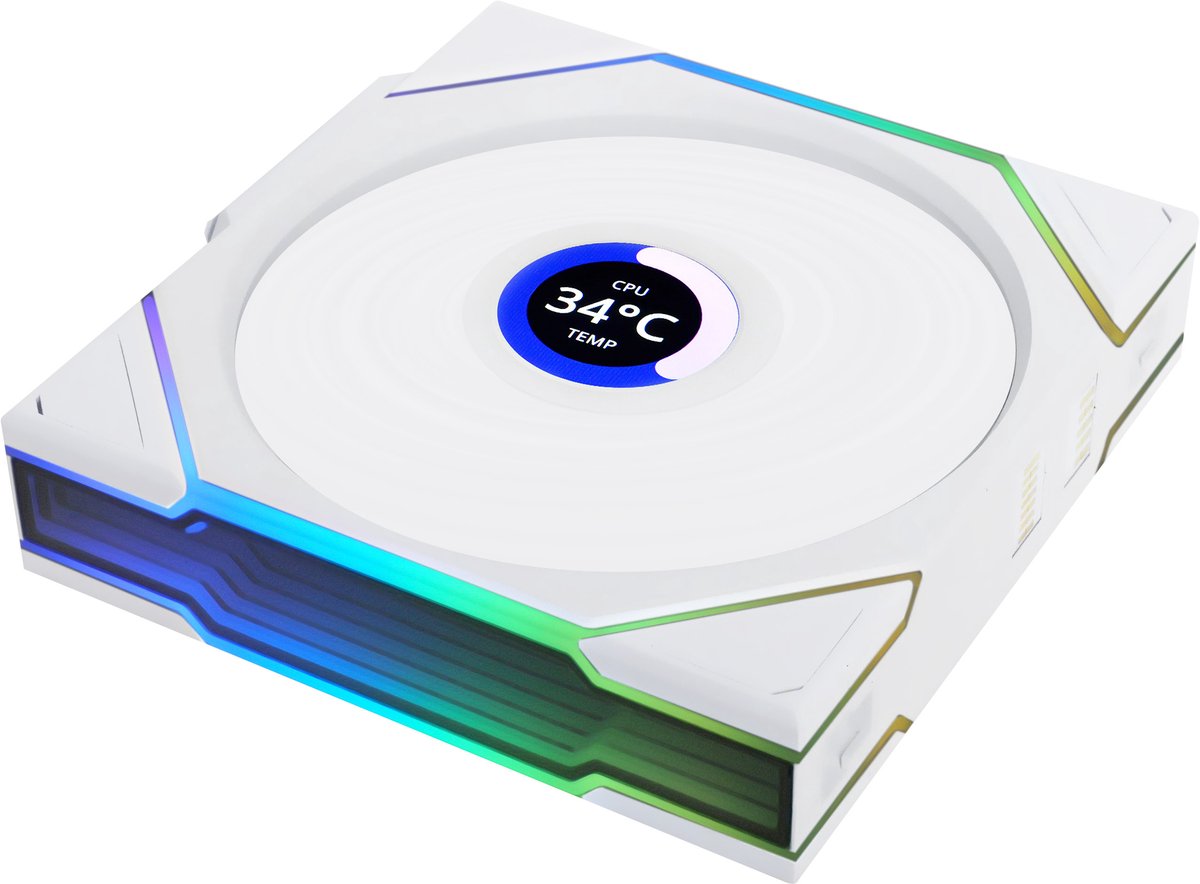Lian Li UNI FAN TL Wireless LCD - Kabinet køler - 120mm - Hvid med RGB LED lys - 27 dBA