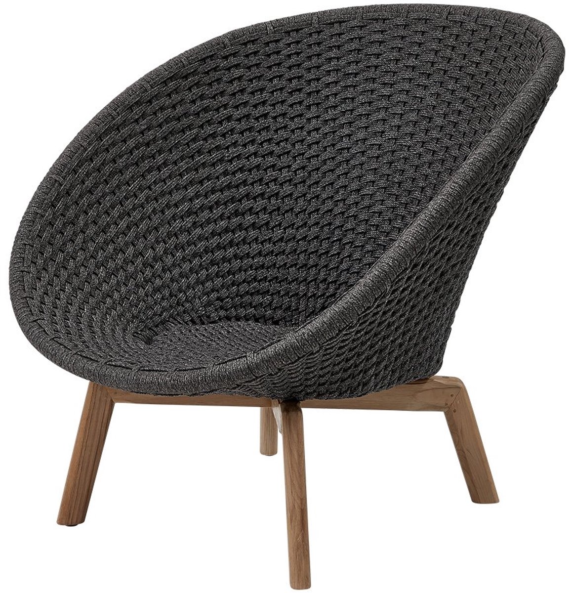 Cane-line Butaca Lounge Peacock Rope Dark grey, patas de teca