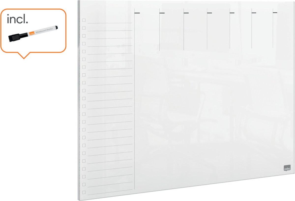 Nobo transparent akryl mini whiteboard ugentlig planner til skrivebordet eller vægmonteret, A4