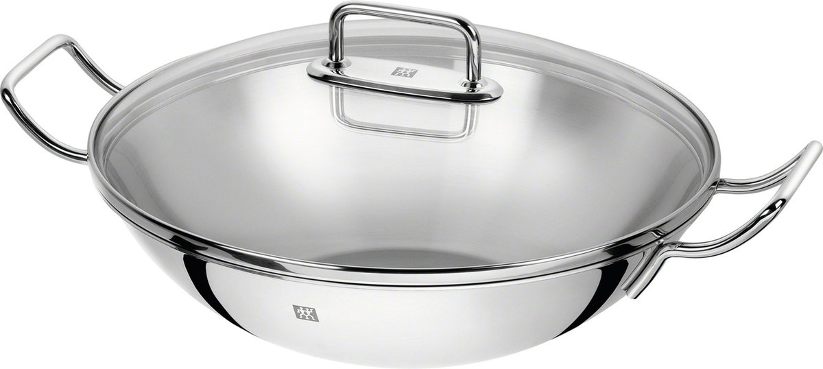 Zwilling Sartén wok Zwilling Plus con tapa de vidrio Ø32 cm Acero inoxidable