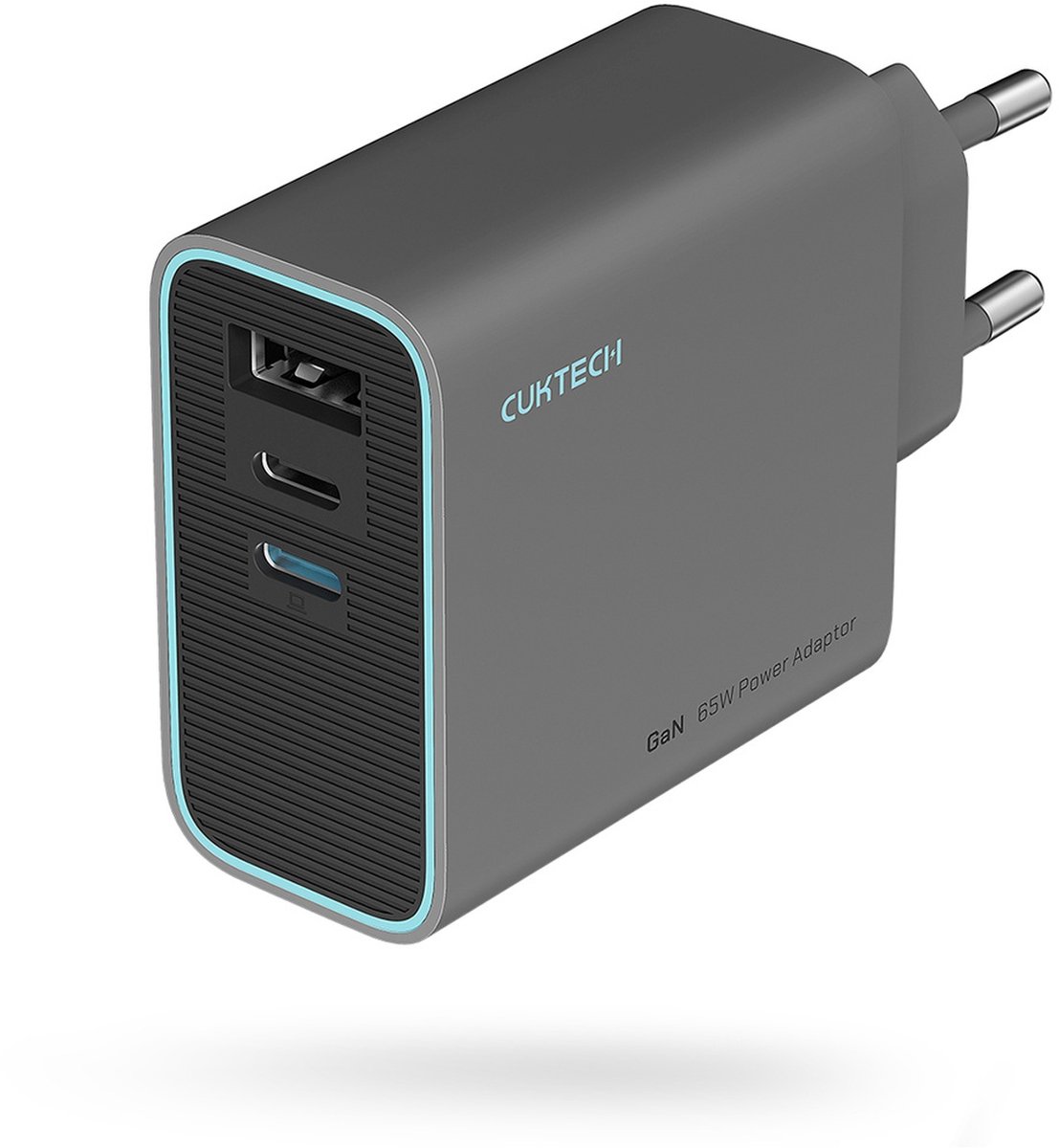 CUKTECH CUKAD653EUGR 65W GaN Wall Charger 2 x USB-C 1 x USB-A - Grey