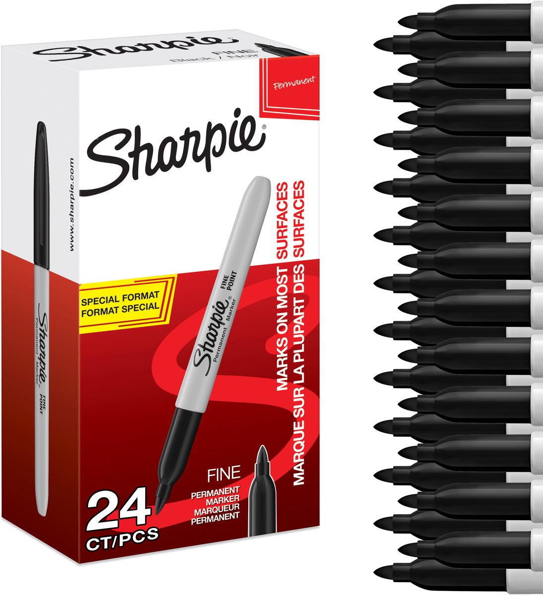 Sharpie Fine Permanentmarker Fein Rundspitze - Schwarz Wasserbeständig 24 Stück