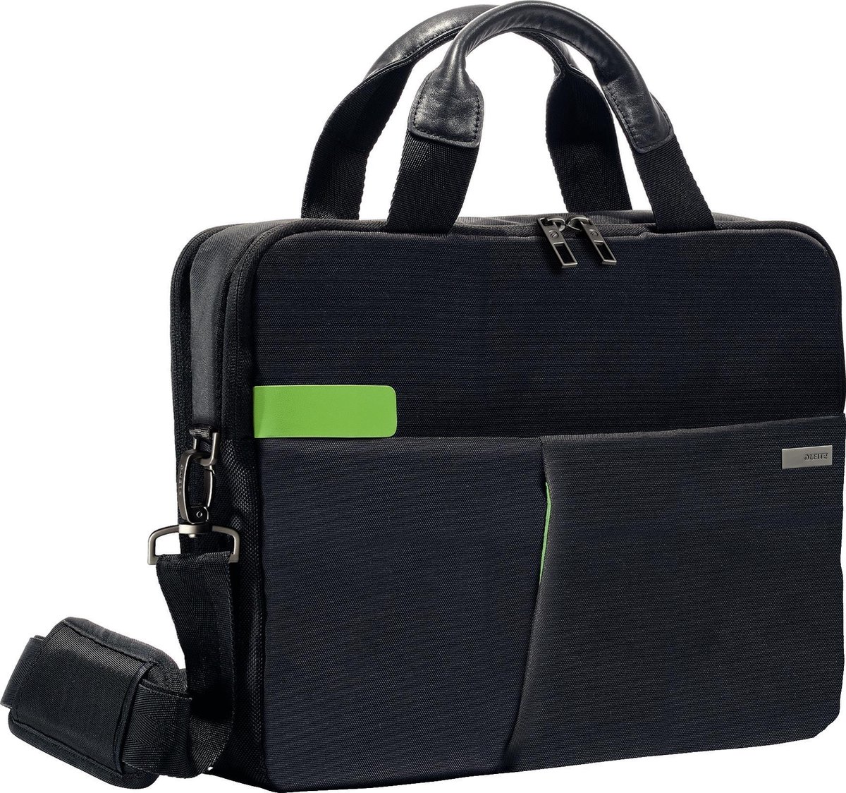 Leitz Laptoptasche Smart Traveller 13 Polyester, Metall, Echtleder Schwarz 37 x 7,5 x 27 cm