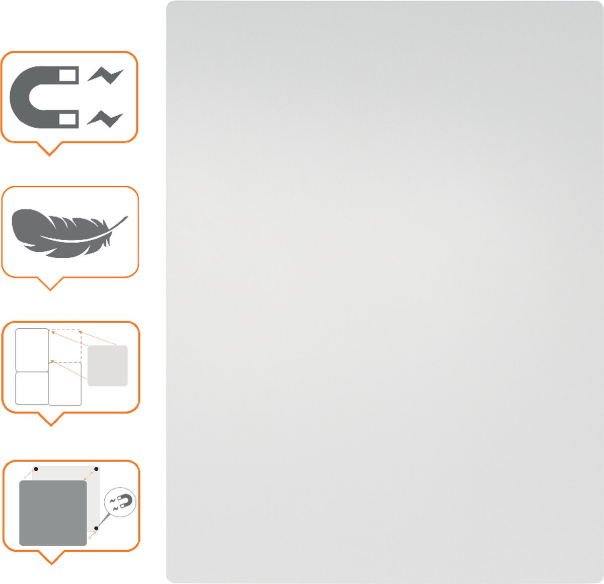 Nobo Frameless Whiteboard Wandmontiert Magnetisch Lackierter Stahl Einseitig 60 (B) x 45 (H) cm