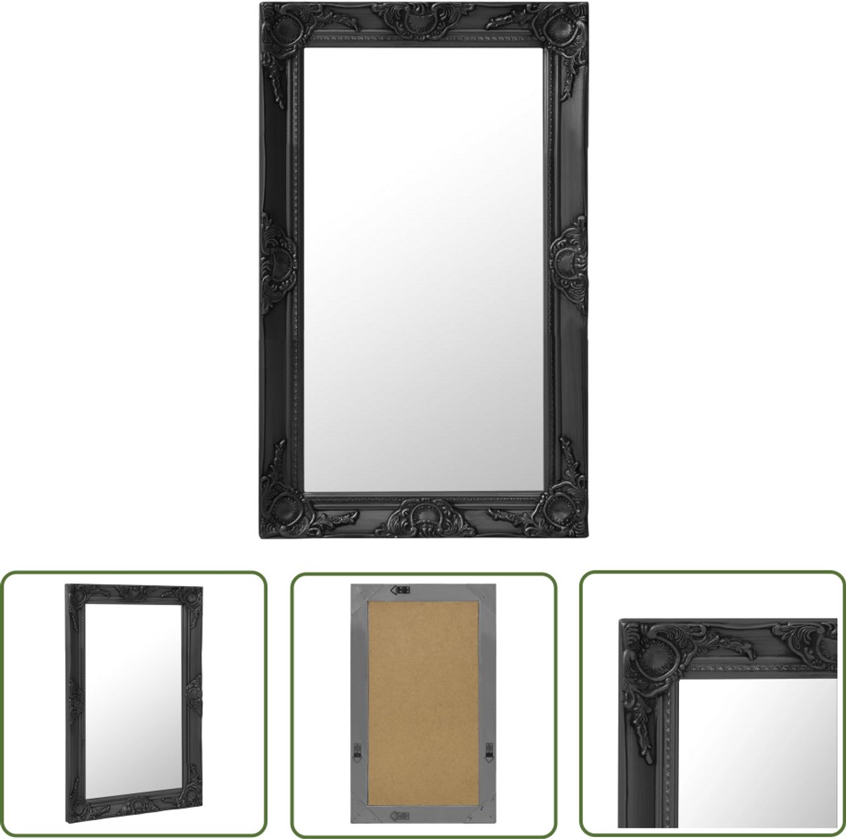 Barocker Wandspiegel 50 x 80 cm Schwarz