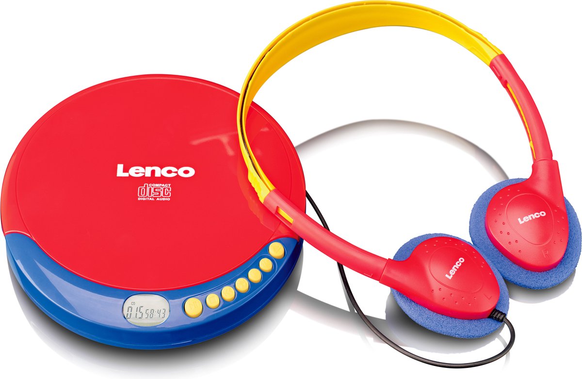 Lenco CD-021KIDS tragbarer CD-Player CD rot blau gelb rot