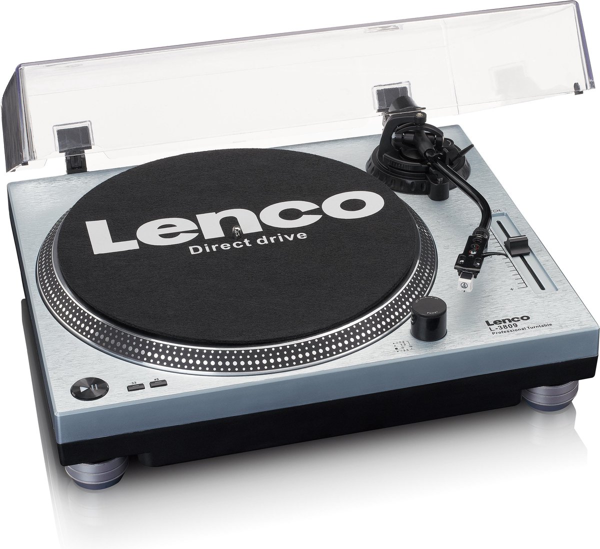 Lenco L-3809ME Plattenspieler Direktantrieb Metallic Blau blau