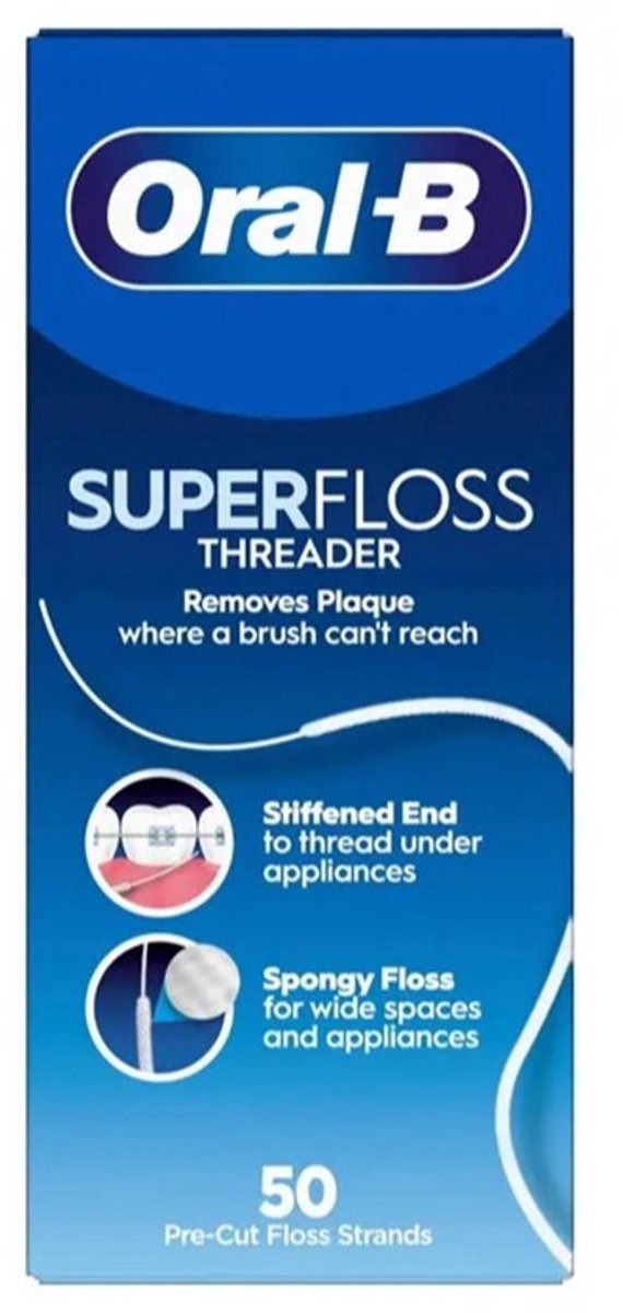 Oral-B Super Floss Zahnseide 50M Zur Reinigung von Zahnspangen