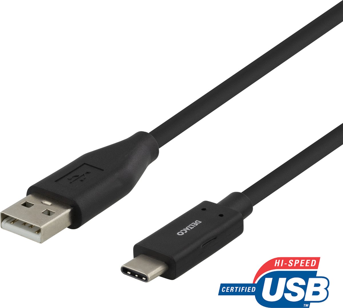 USB-C till USB-A kabel 0,5m 3A USB 2.0 - svart