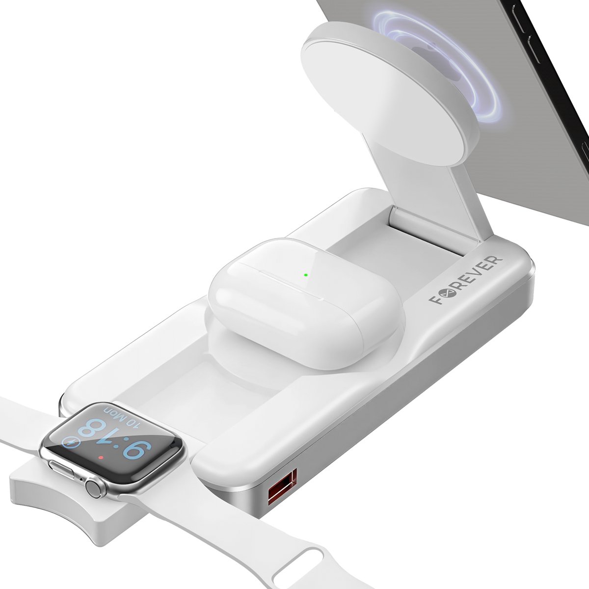 Forever MATB-300 10.000 mAh 3-i-1 Magsafe Powerbank white - 10000 mAh