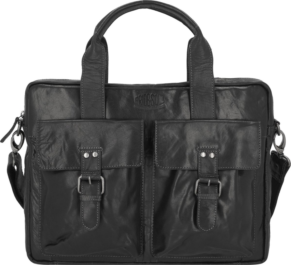 PRIDE AND SOUL Laptoptasche REAL ME 15 Leder Schwarz 40 x 15 x 28 cm