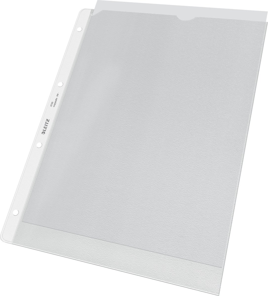 Leitz Extra Strong Prospekthüllen A4 Genarbt Transparent 130 Mikron PP (Polypropylen) Öffnung oben 4 Löcher 100 Stück