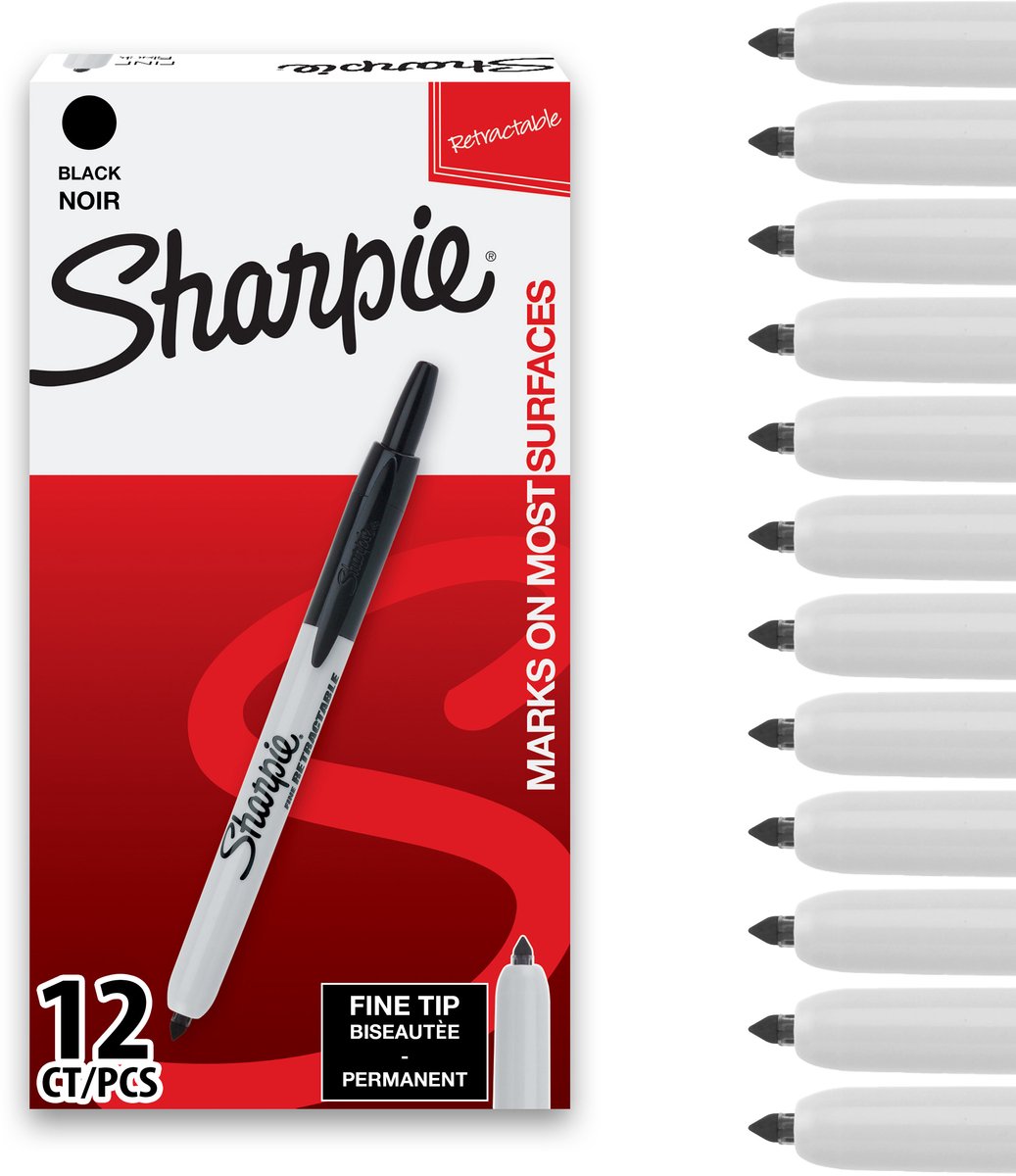 Sharpie S0810840 Permanentmarker Fein Rundspitze - Schwarz 12 Stück
