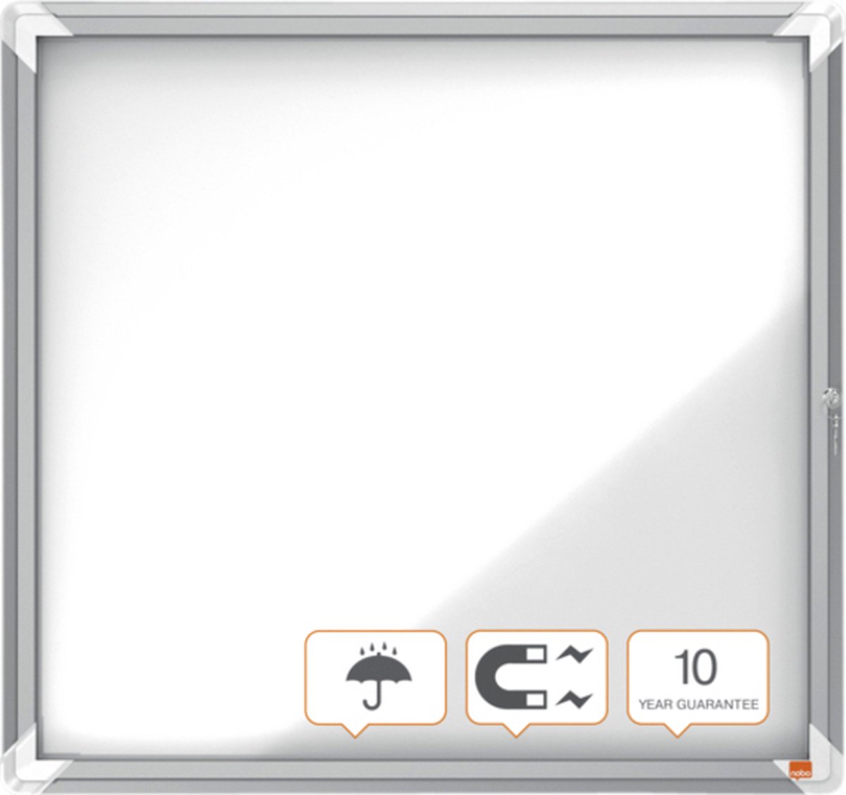 Nobo Premium Plus Magnetischer Abschließbarer Schaukasten 1902578 Für den Außenbereich Wandmontierbar Alurahmen Klapptür aus Sicherheitsglas 6xA4 Weiß 709 x 668 mm
