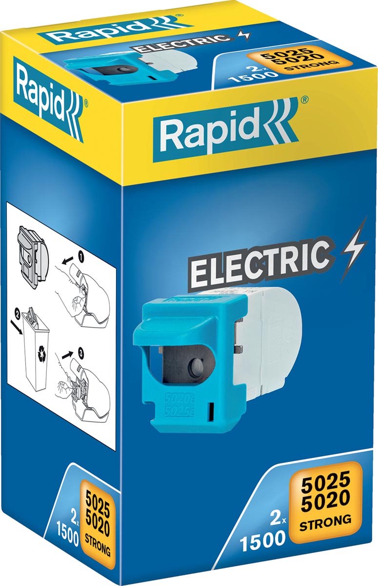 Rapid Strong Electric 5025/5020 Heftklammernkassette Nr. 10 23271900 Verzinkter Stahl Blau 3000 Heftklammern
