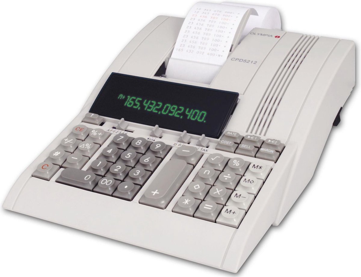 Olympia Druckender Tischrechner mit Rolle CPD 5212 12-stelliges Display Weiß