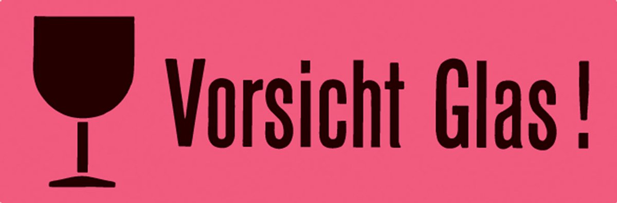 HERMA Warnhinweis-Etiketten Vorsicht Glas 6750 Selbstklebend Rot 118 x 39 mm 250 Blatt à 4 Etiketten