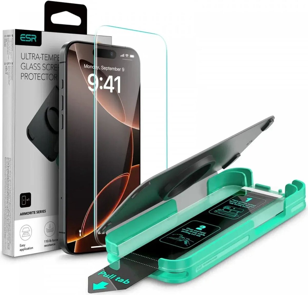 ESR Armorite Tempered Glass for iPhone 16 Pro Max - with Black Frame