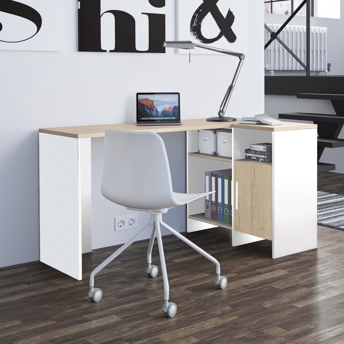 Bureau d'angle Garry Blanc