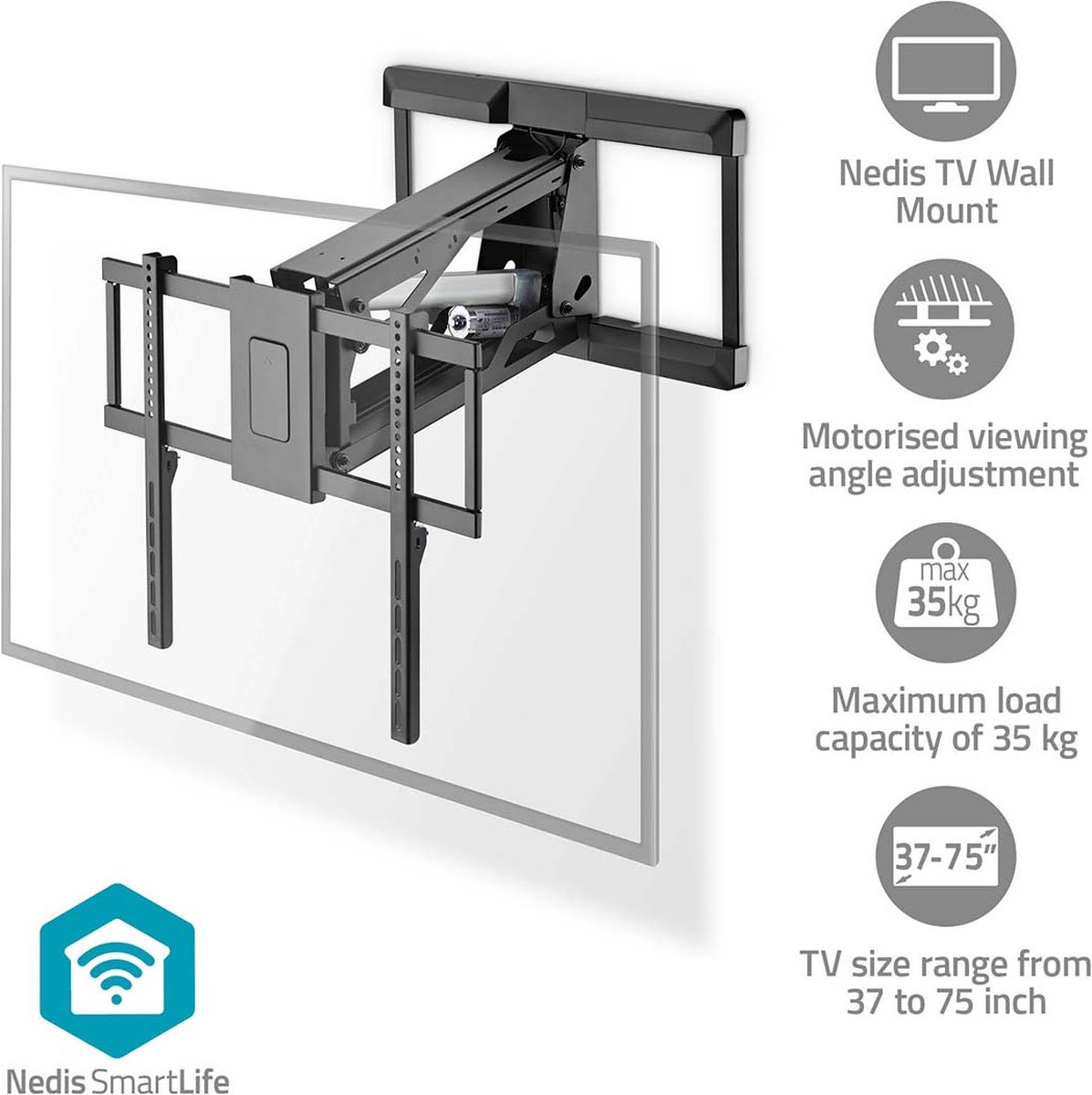 Nedis Motoriserat tv-väggfäste 37–75”
